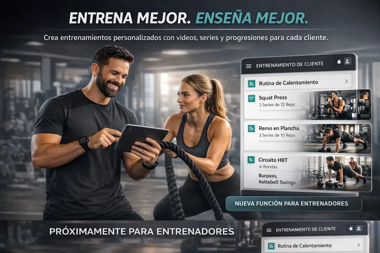 Dashboard view for trainers managing client plans