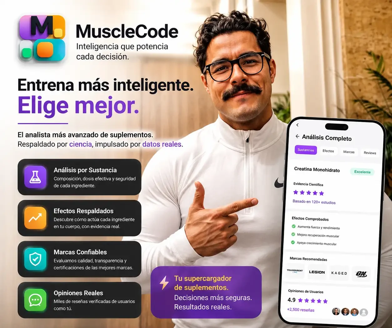 MuscleCode: entrena más inteligente, elige mejor — el analista más avanzado de suplementos, ya disponible en Google Play y el App Store